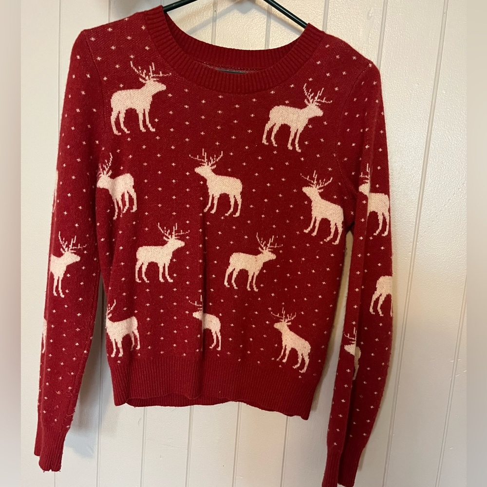 Abercrombie & Fitch Red Moose Pattern Sweater